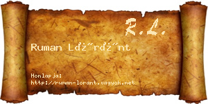 Ruman Lóránt névjegykártya
